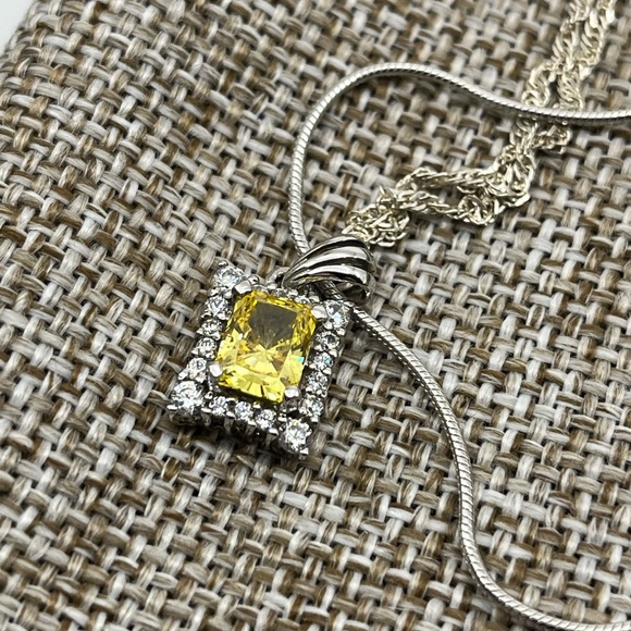 Vintage Epiphany Platinum 925 Silver Gemstone Pendant Necklace (2 chains) - Picture 13 of 16